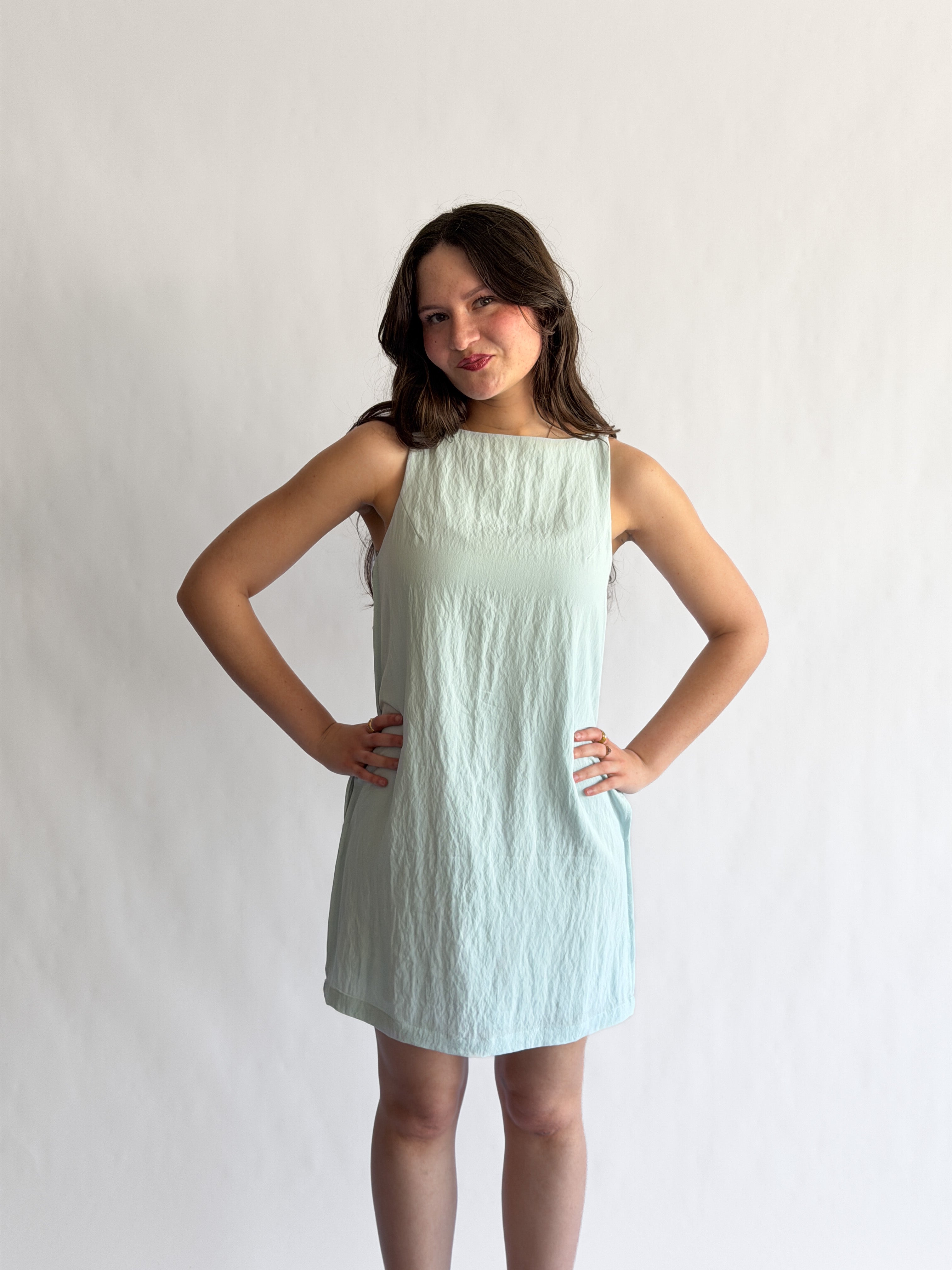 Natalie Baby Blue Soft Tank Mini Dress