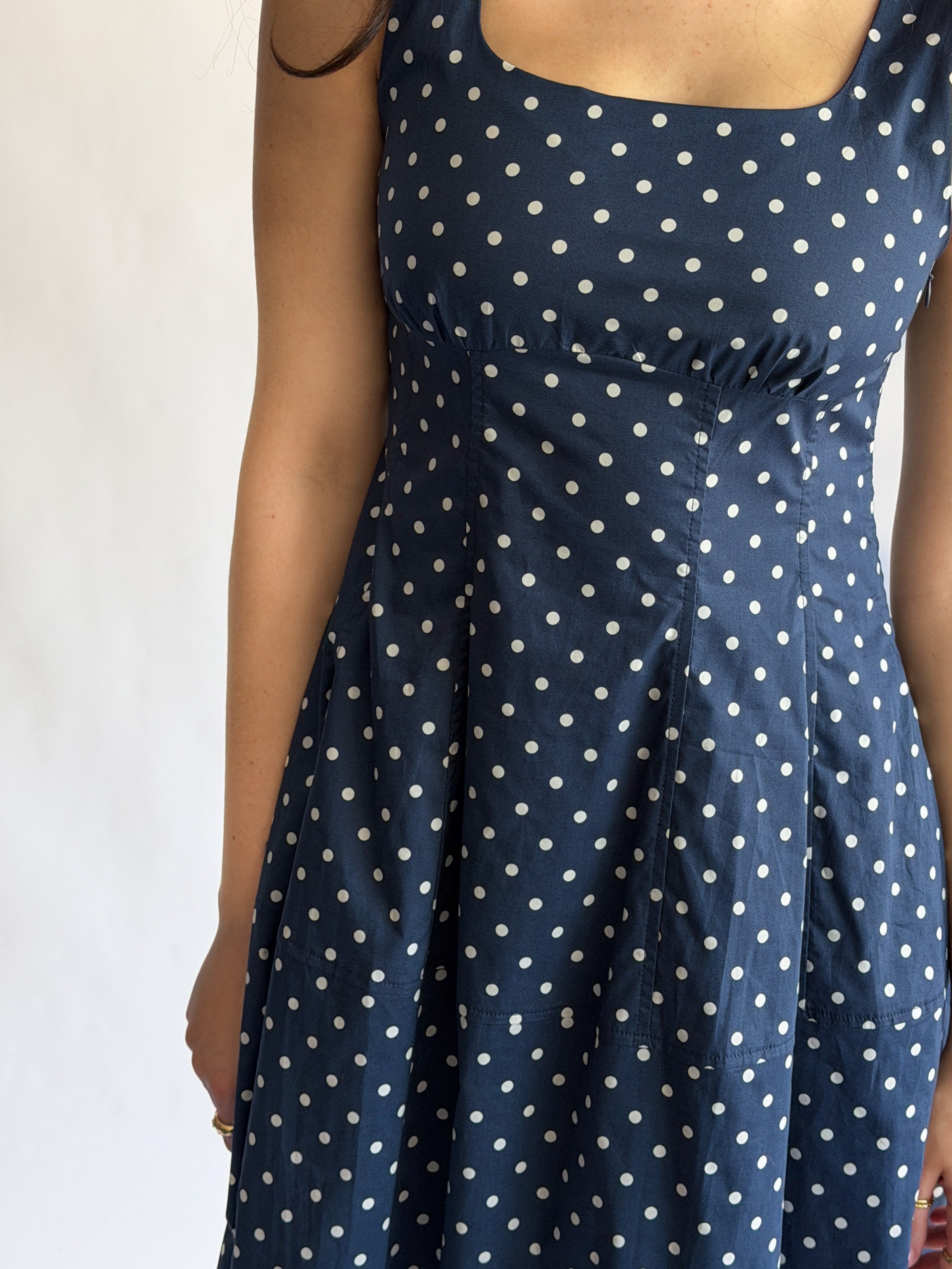 PINCH Noelle Navy Polka Dot Tank Midi Dress  Momni Boutique