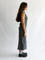 Nina Grey Tank Fitted Side Slit Midi Dress