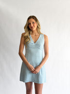 Margot Spring Seersucker Tank Mini Dress (Blue) M