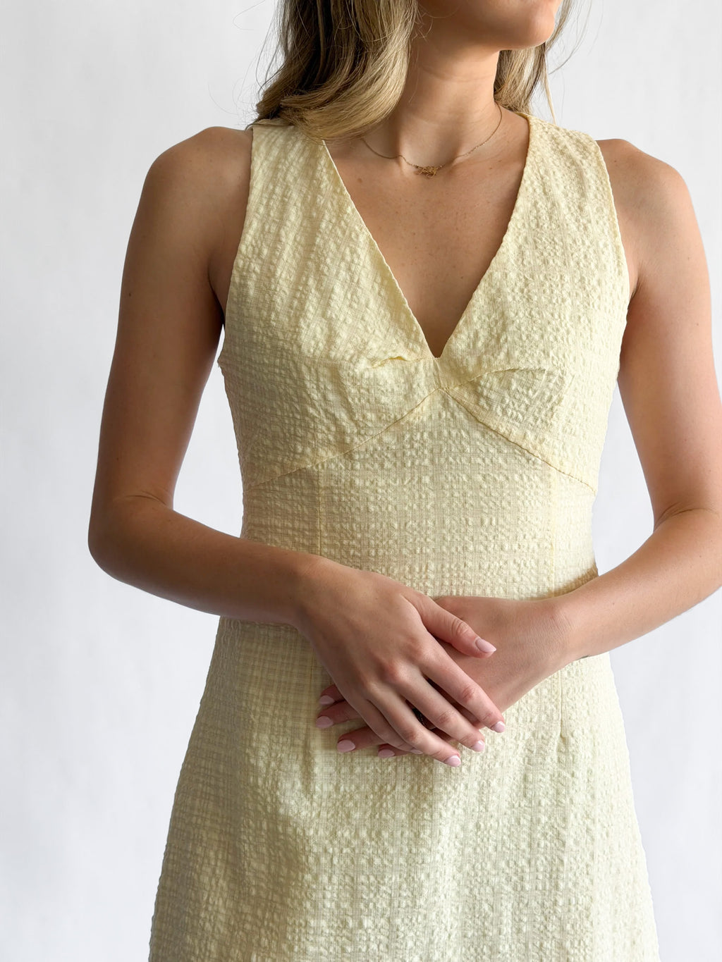 Margot Spring Seersucker Tank Mini Dress (Yellow)