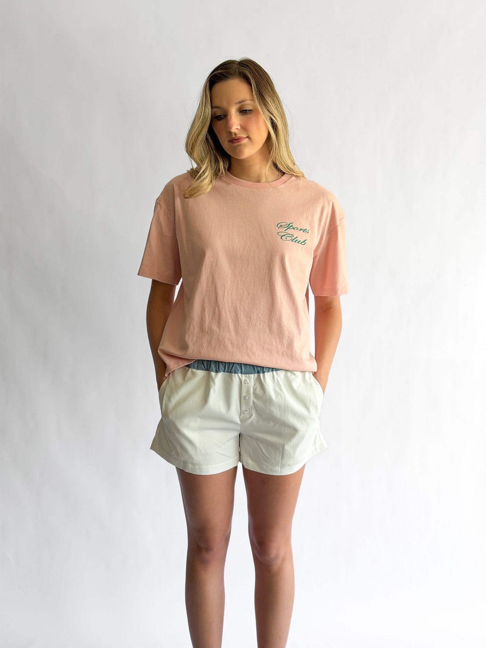 Bailey Rose Maria White and Denim Boxer Shorts