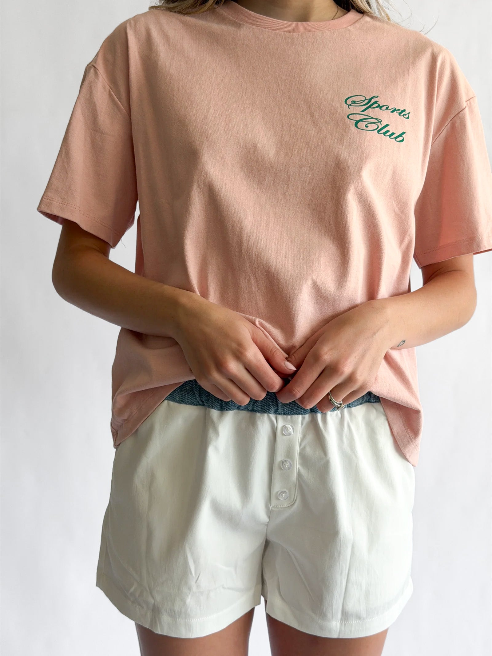 Bailey Rose Maria White and Denim Boxer Shorts
