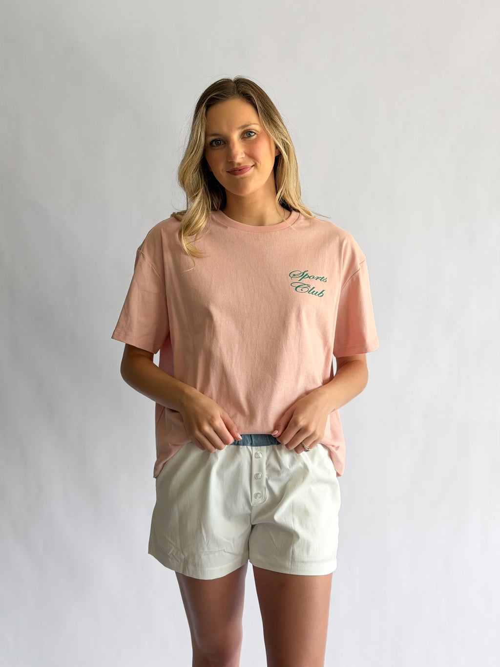 Bailey Rose Maria White and Denim Boxer Shorts