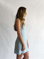 Margot Spring Seersucker Tank Mini Dress (Blue) M