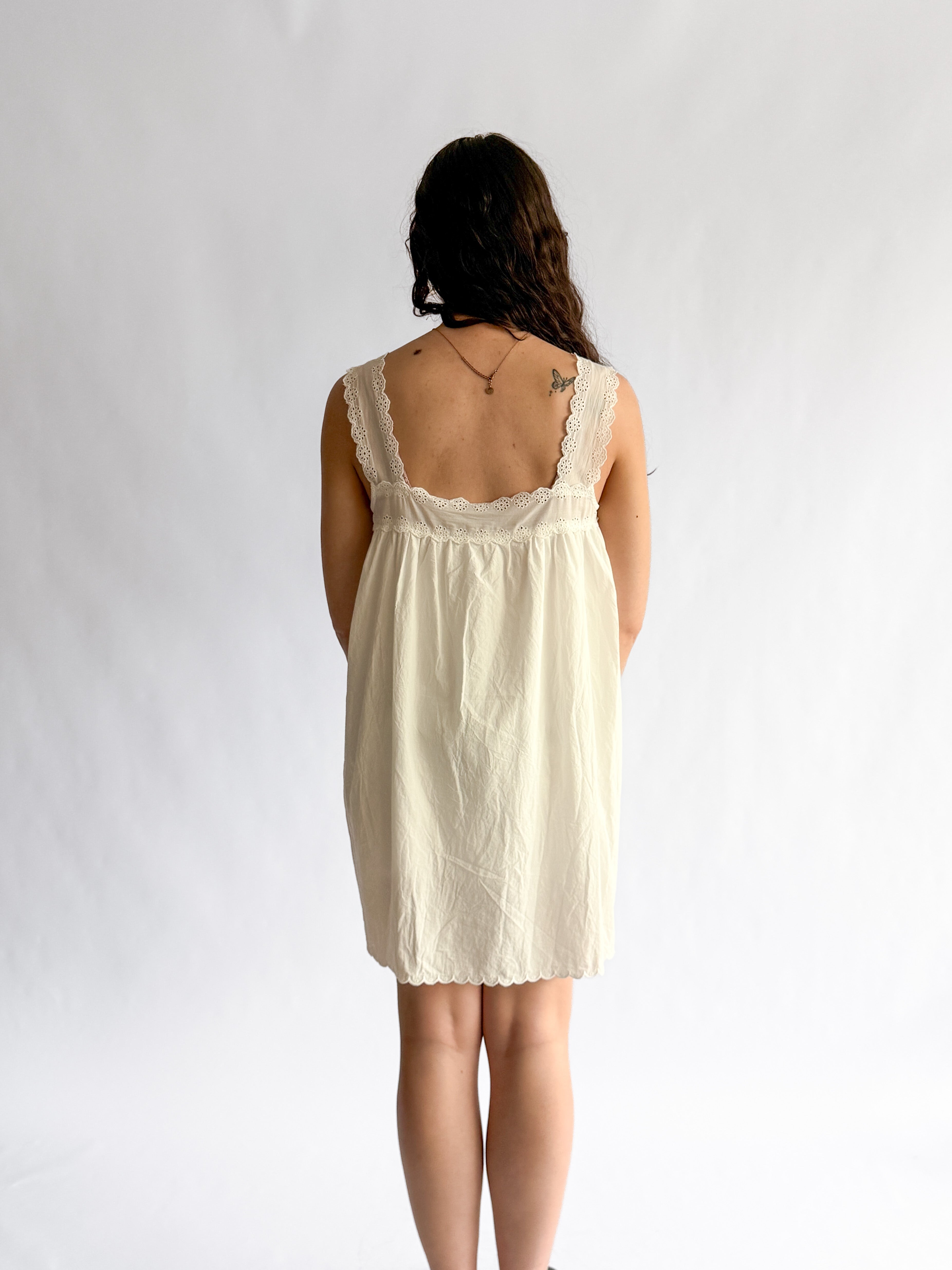 Things Between Lennon White Eyelet Tunic Mini Dress