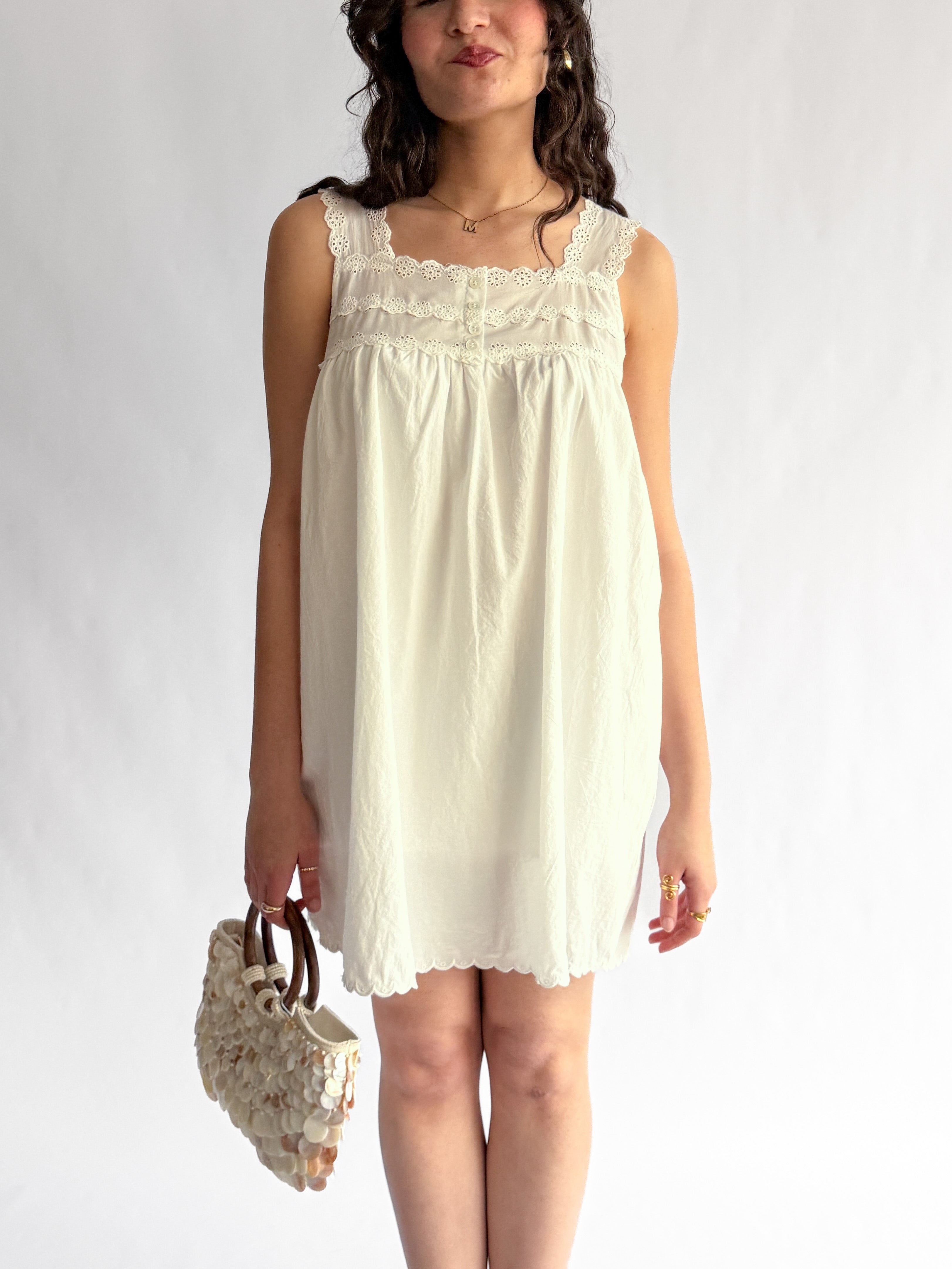 Things Between Lennon White Eyelet Tunic Mini Dress