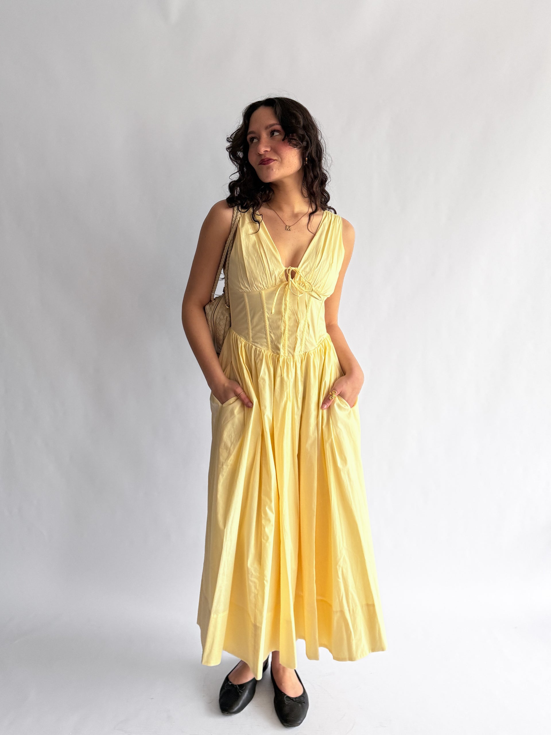 Sofie the Label Lauren Butter Yellow Boned Tank Midi Dress