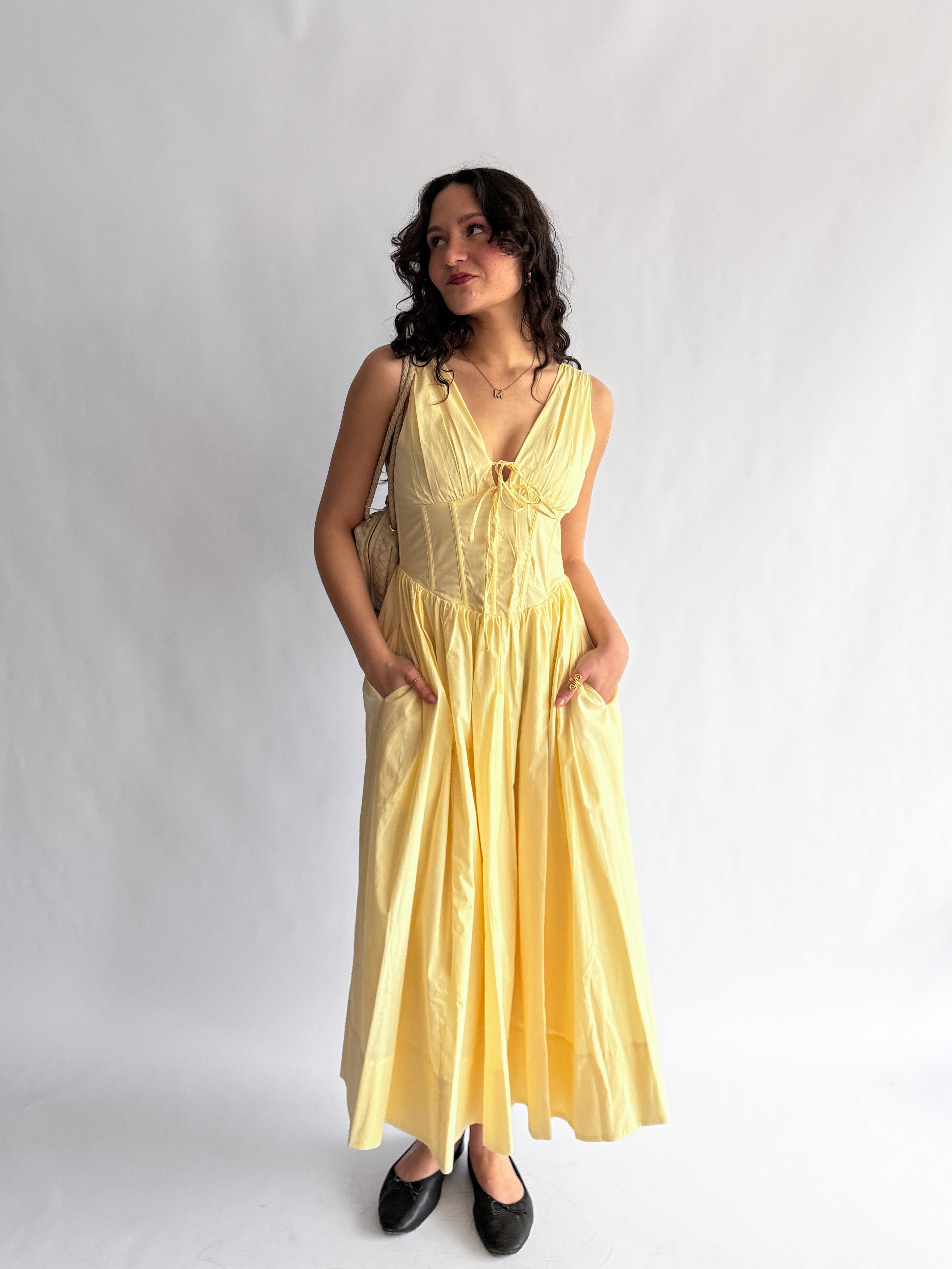 Sofie the Label Lauren Butter Yellow Boned Tank Midi Dress