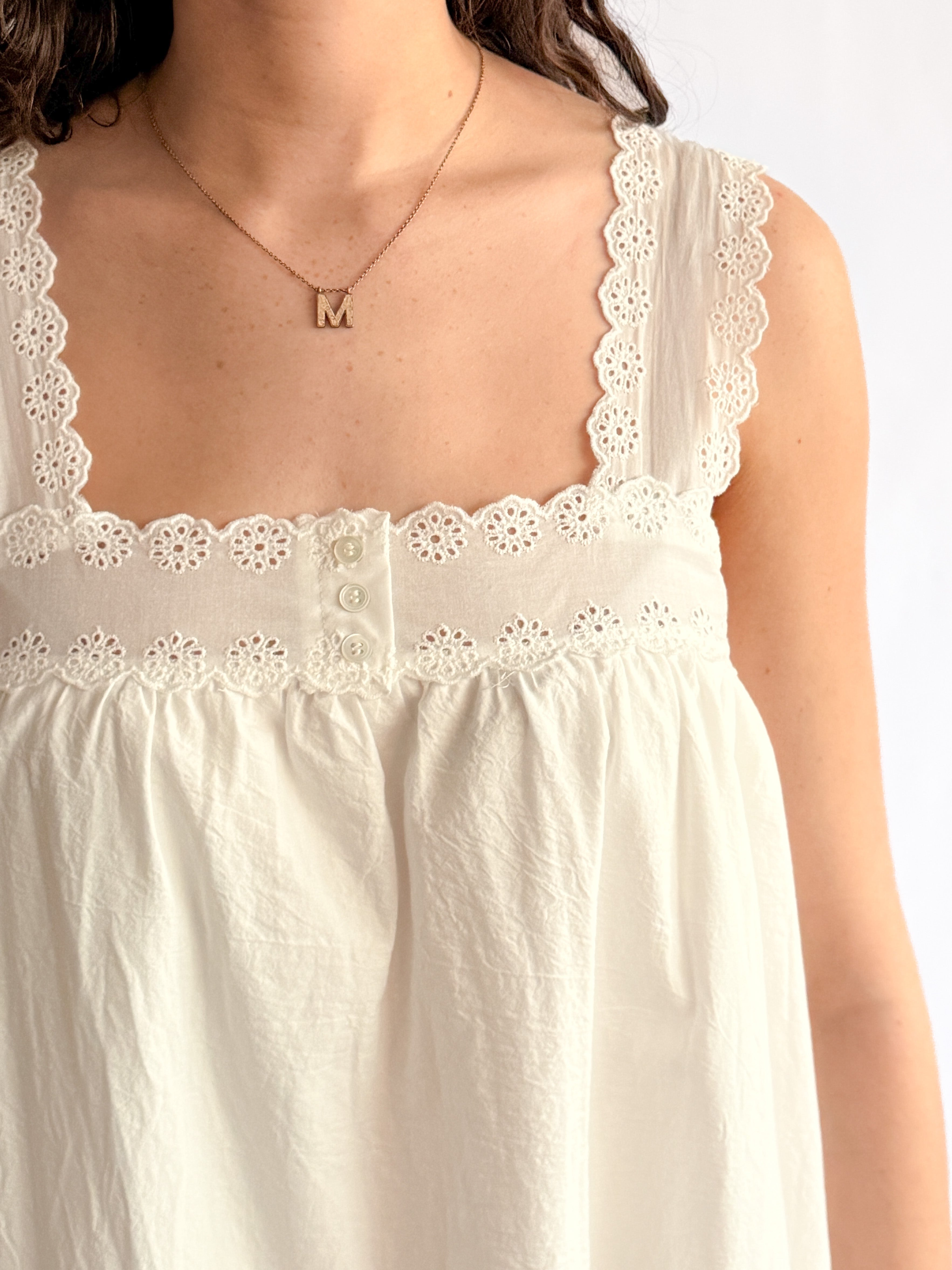 Things Between Lennon White Eyelet Tunic Mini Dress