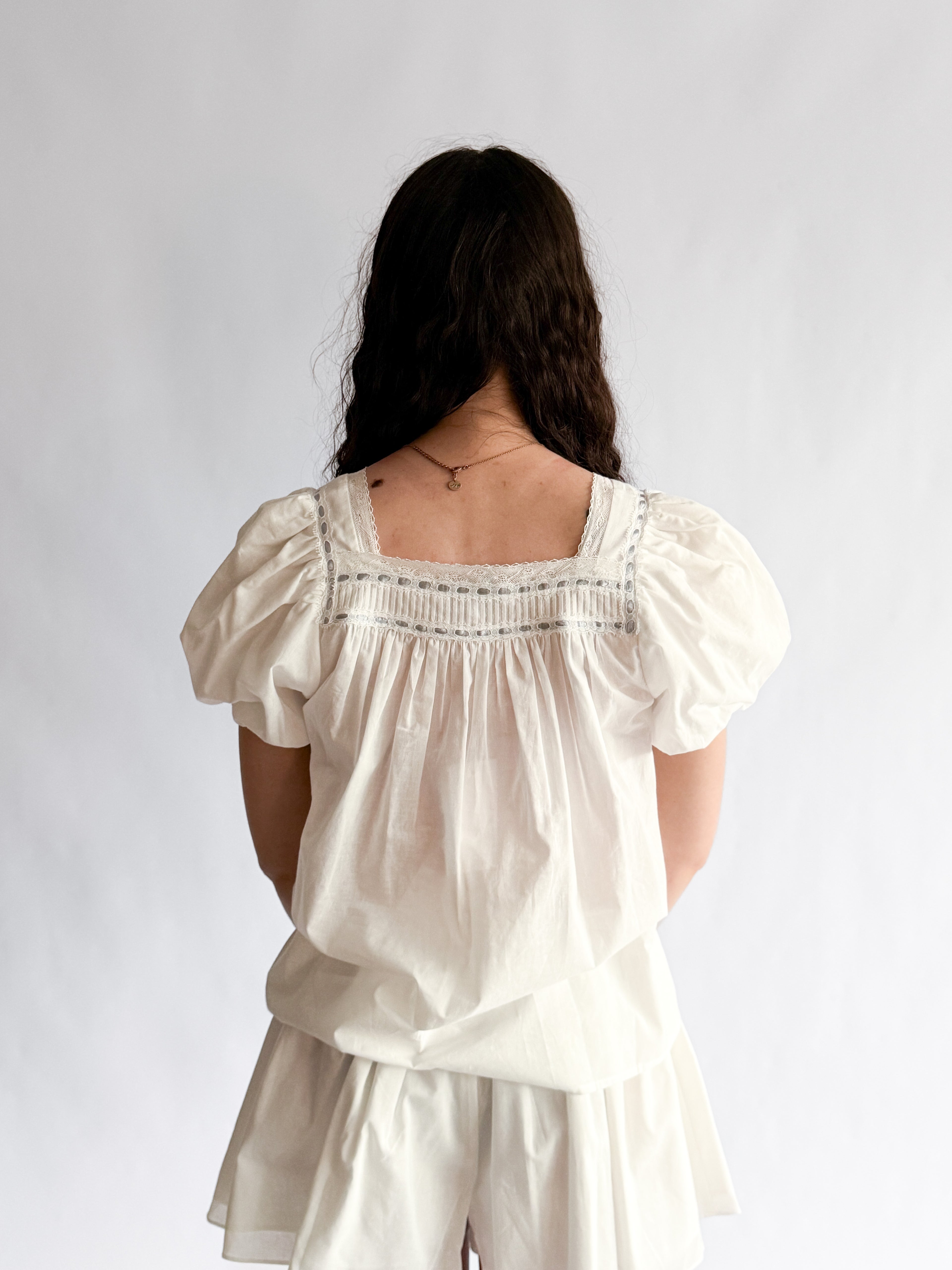 Sofie the Label Lana White Cotton Lace Babydoll Top