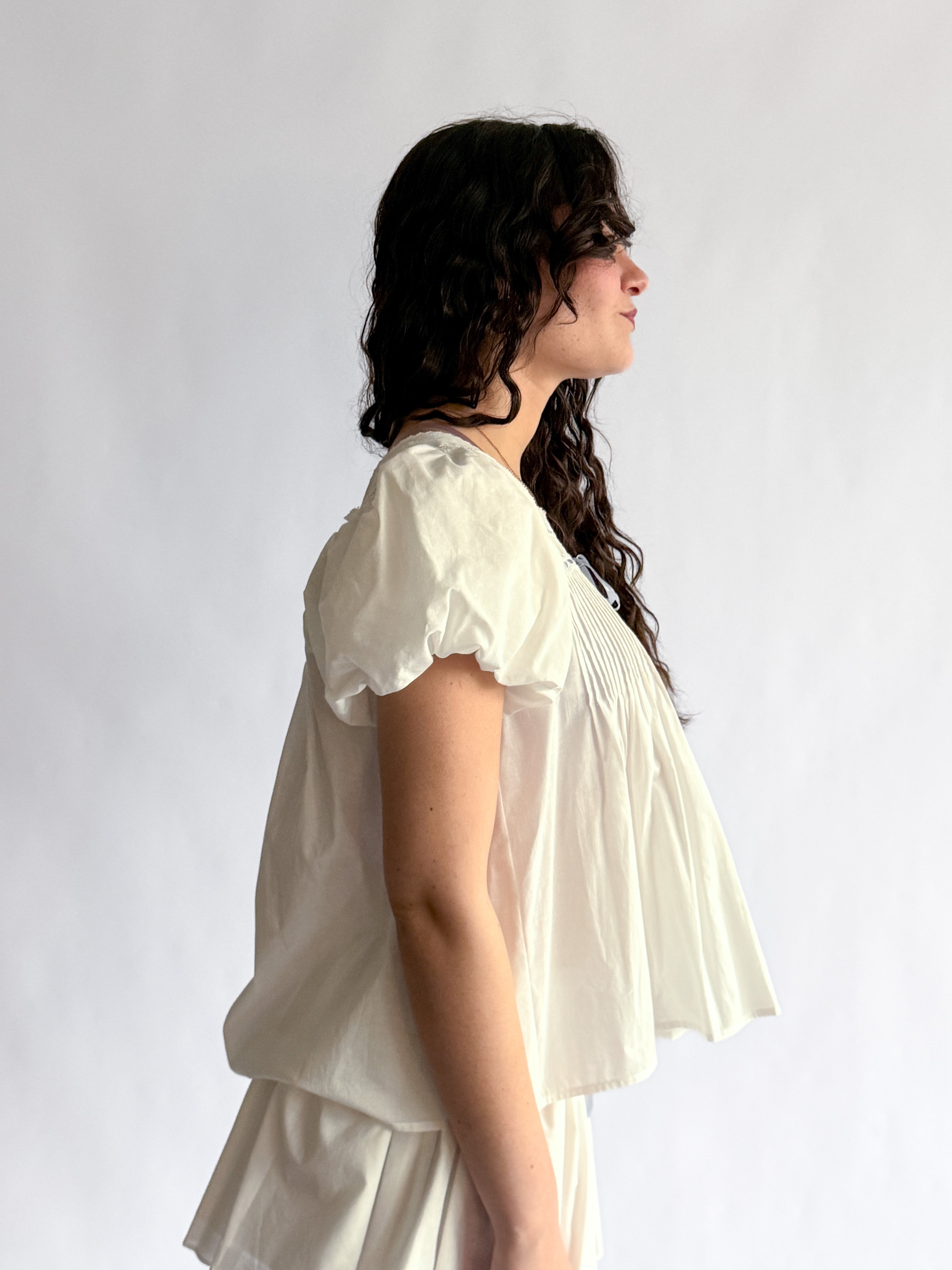 Sofie the Label Lana White Cotton Lace Babydoll Top