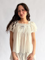 Sofie the Label Lana White Cotton Lace Babydoll Top