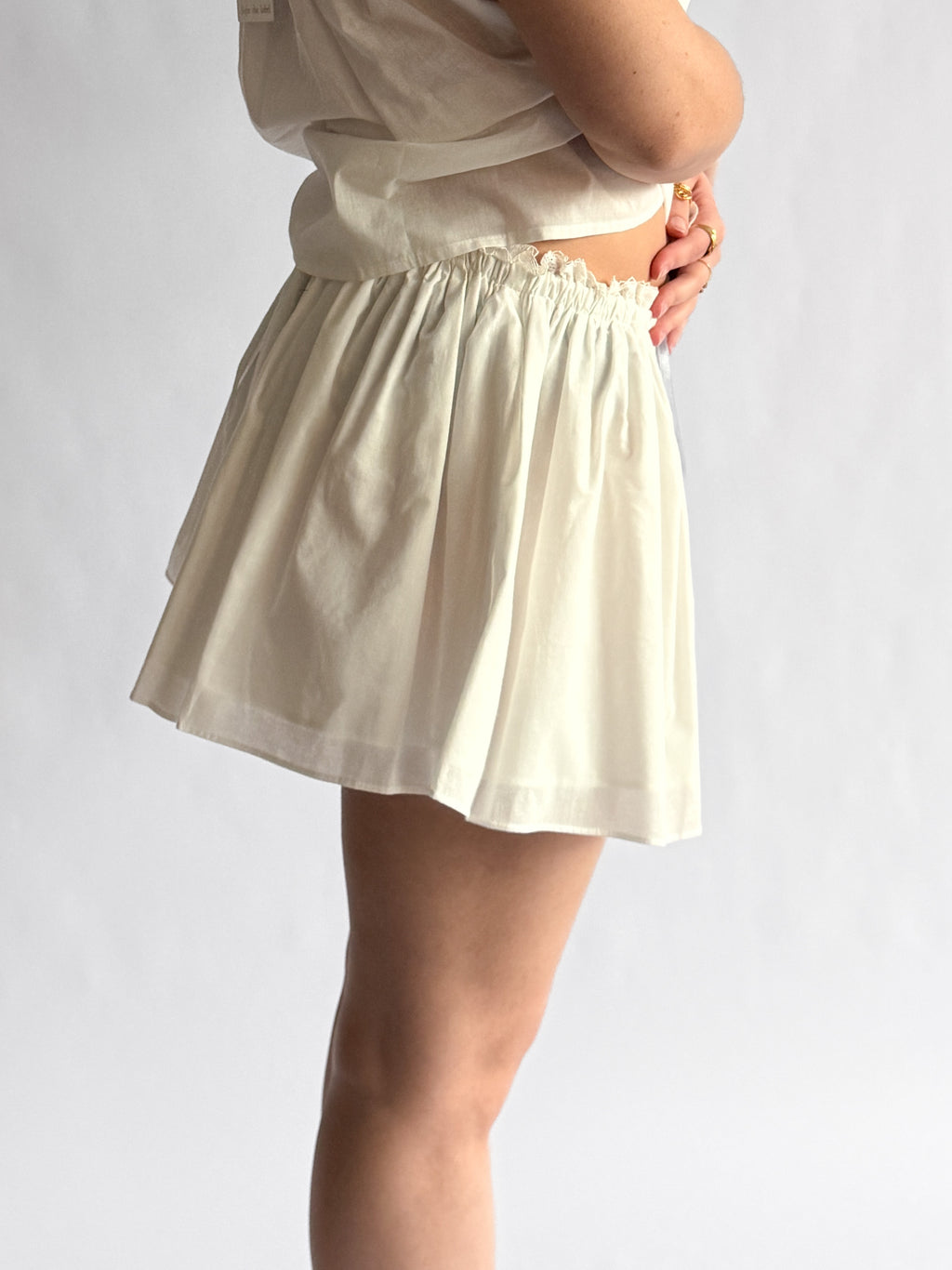 Sofie the Label Lana White Cotton Lace Shorts