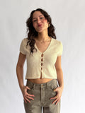 Miou Muse Lucia Cream Cap Sleeve Knit Top