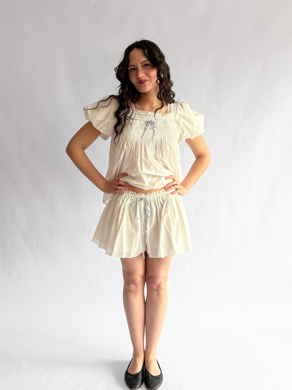 Sofie the Label Lana White Cotton Lace Shorts