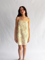 Laura Beige Floral Mesh Texture Sleeveless Mini Dress
