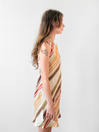 Lucy Paris Frida Retro Stripe Sleeveless Linen Mini Dress