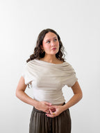 By Together Cassie Cream Off the Shoulder Knit Drape Top