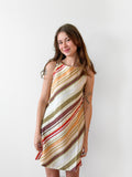 Lucy Paris Frida Retro Stripe Sleeveless Linen Mini Dress