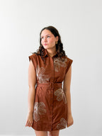 Casey Brown Floral Embroidered Belted Mini Dress