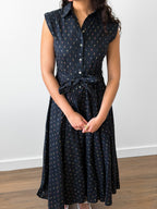 PINCH Chloe Black Floral Cotton Button Down Midi Dress