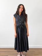 PINCH Chloe Black Floral Cotton Button Down Midi Dress