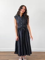 PINCH Chloe Black Floral Cotton Button Down Midi Dress