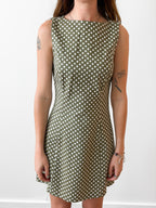 Lucy Paris Halle Green Polka Dot Sleeveless Mini Dress