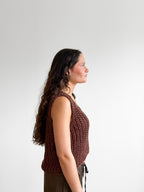Desi Brown Sequin Knit Sleeveless Tank Top