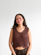 Desi Brown Sequin Knit Sleeveless Tank Top