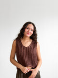 Desi Brown Sequin Knit Sleeveless Tank Top