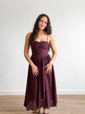 Demi Wine Cotton Eyelet Detail Sleeveless Midi Dress
