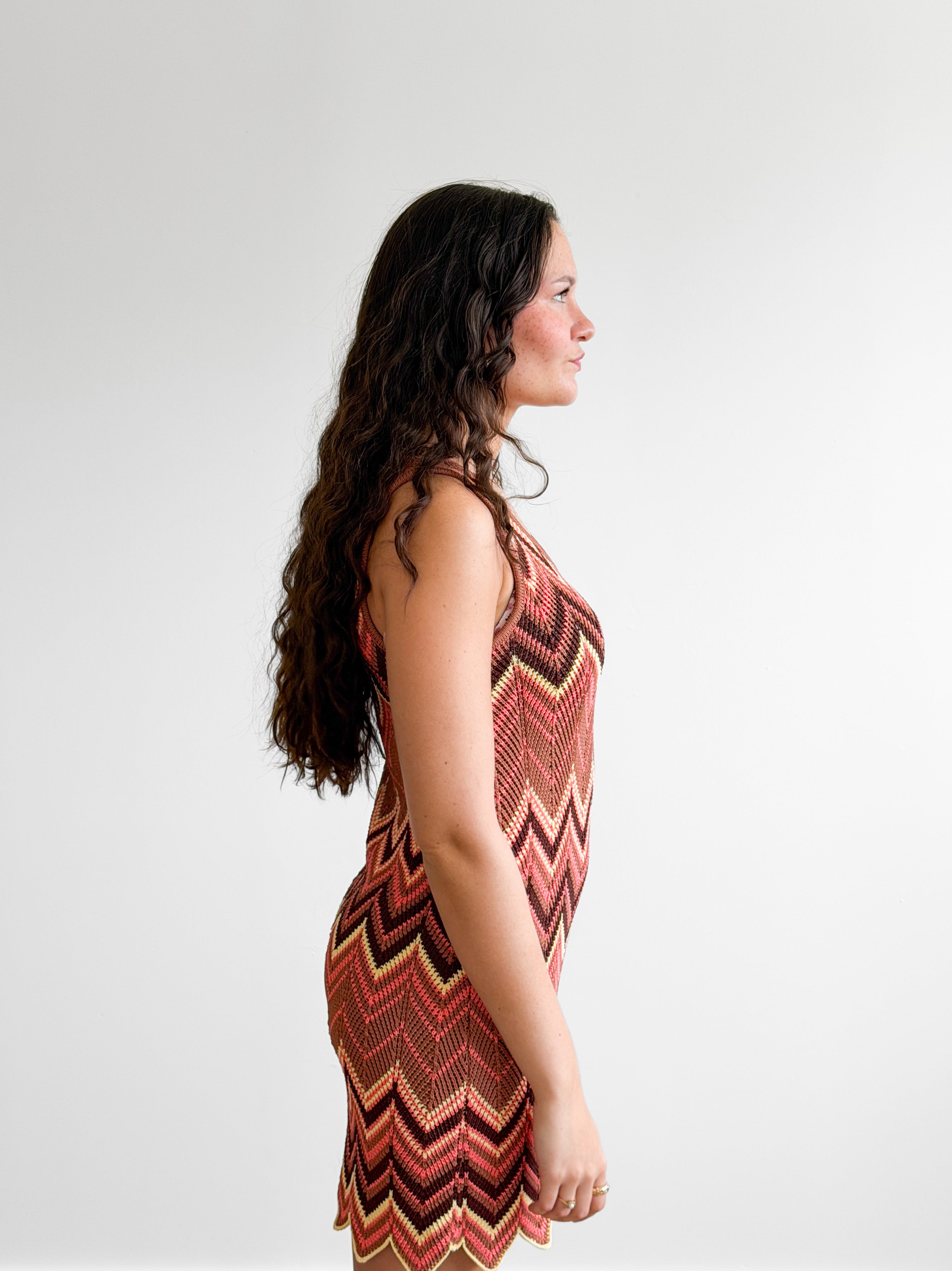 Dallas Wave Detail Sleeveless Knit Mini Dress