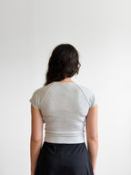 Drew Grey Ribbed Knit Button Detail Top