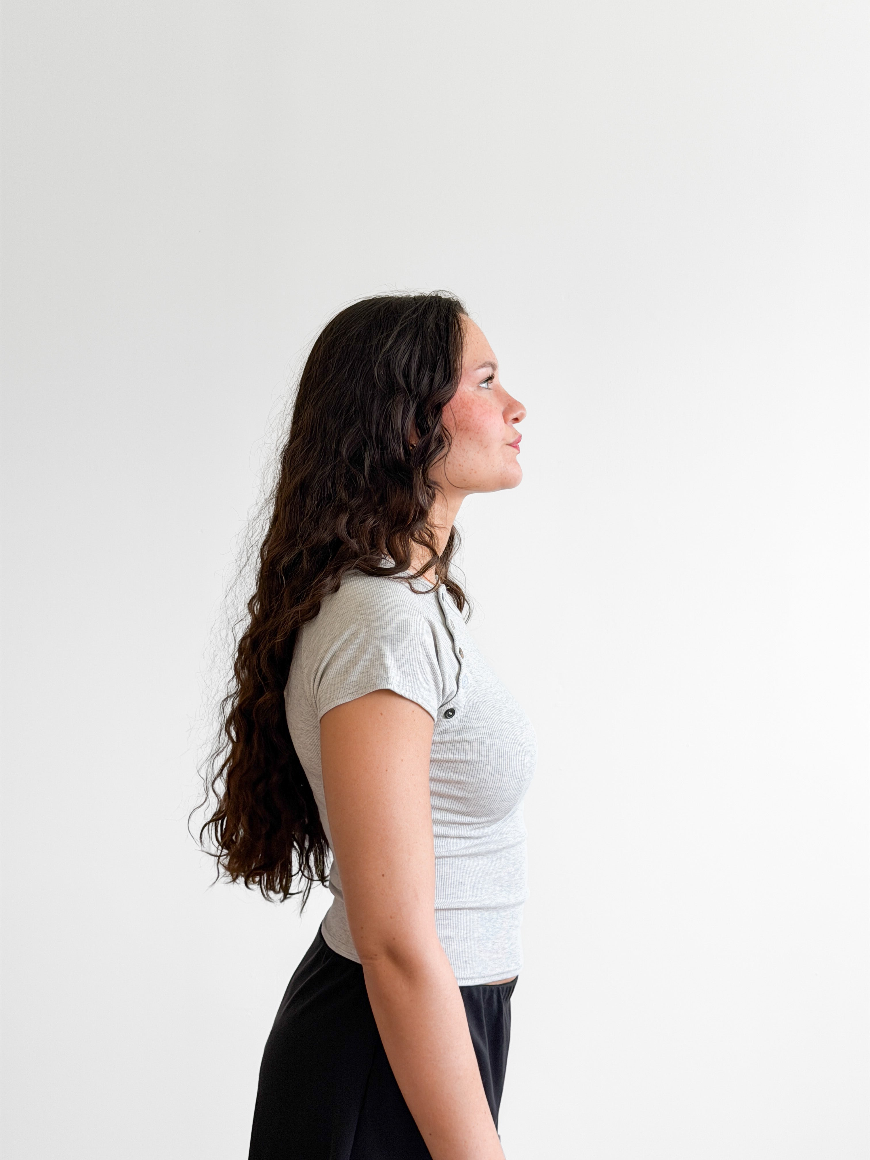 Drew Grey Ribbed Knit Button Detail Top