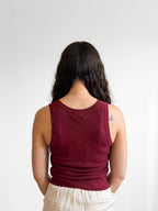 Deborah Burgundy Ribbed Knit Tank Top