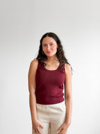 Deborah Burgundy Ribbed Knit Tank Top