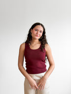 Deborah Burgundy Ribbed Knit Tank Top