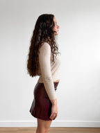 Lucy Paris Hart Wine Red Faux Leather Mini Skirt