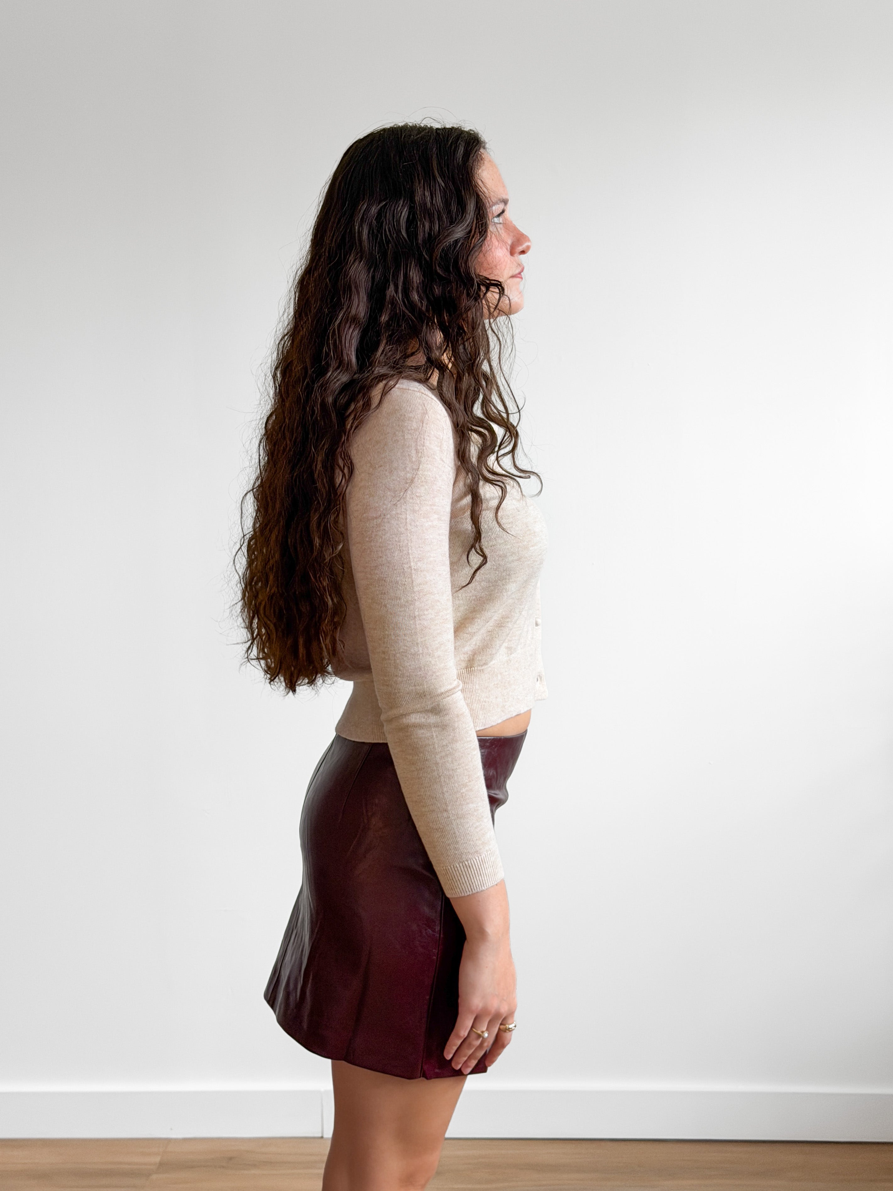 Lucy Paris Hart Wine Red Faux Leather Mini Skirt
