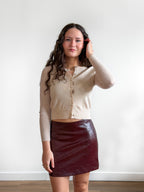 Lucy Paris Hart Wine Red Faux Leather Mini Skirt
