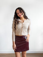 Lucy Paris Hart Wine Red Faux Leather Mini Skirt