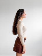 Lucy Paris Celeste Cream Wool Buttoned Cardigan Top