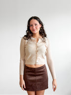 Lucy Paris Celeste Cream Wool Buttoned Cardigan Top