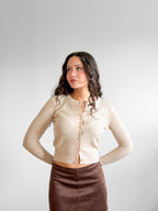 Lucy Paris Celeste Cream Wool Buttoned Cardigan Top