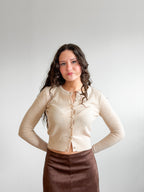 Lucy Paris Celeste Cream Wool Buttoned Cardigan Top