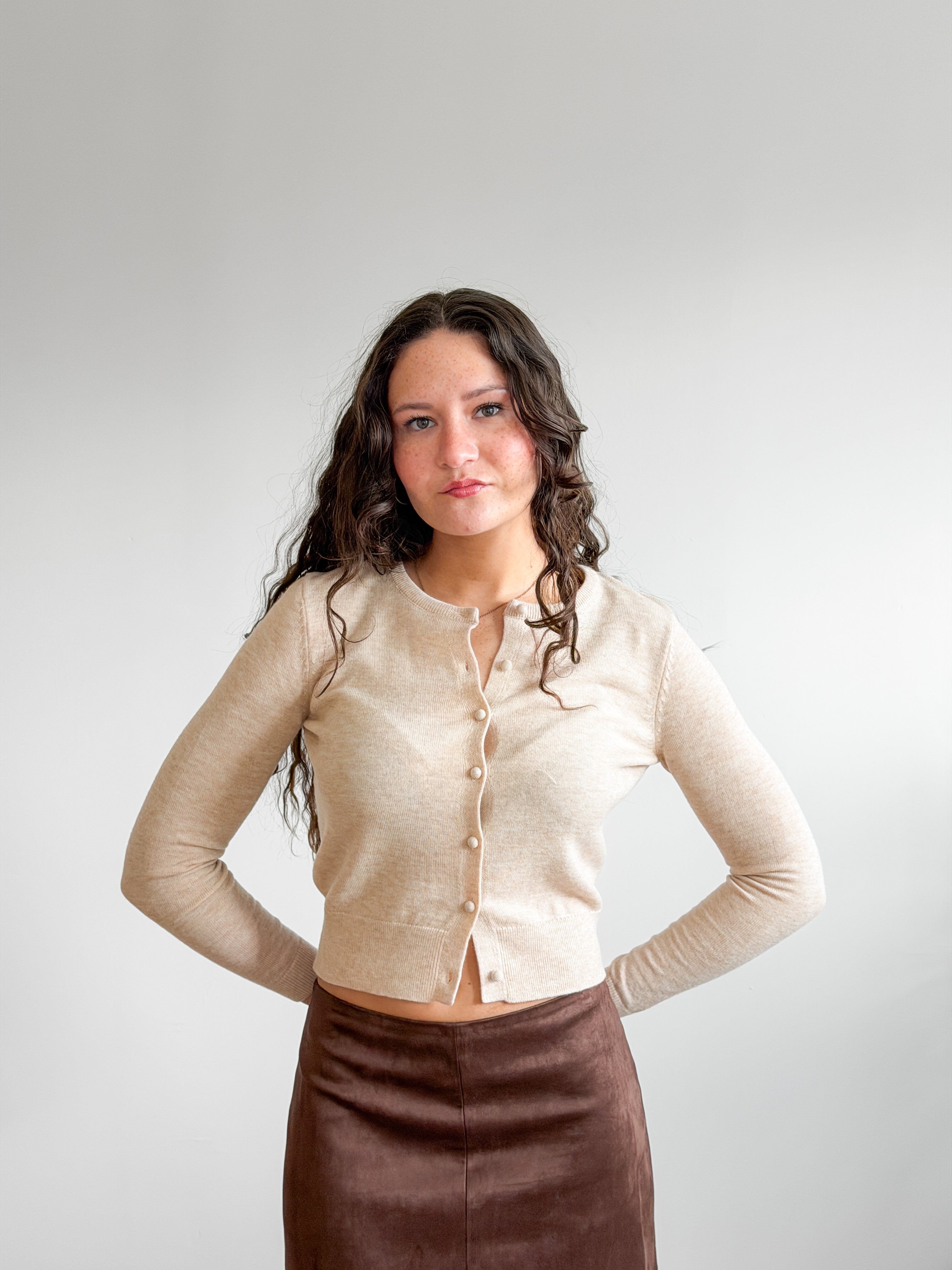 Lucy Paris Celeste Cream Wool Buttoned Cardigan Top