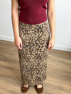 Esther Sheer Mesh Leopard Print Midi Skirt