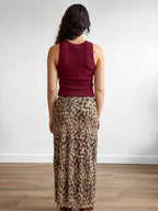 Esther Sheer Mesh Leopard Print Midi Skirt